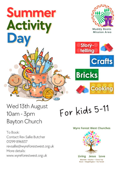 Wed 13th Aug 10am-3pm.  Please book a place with Rev Sallie.