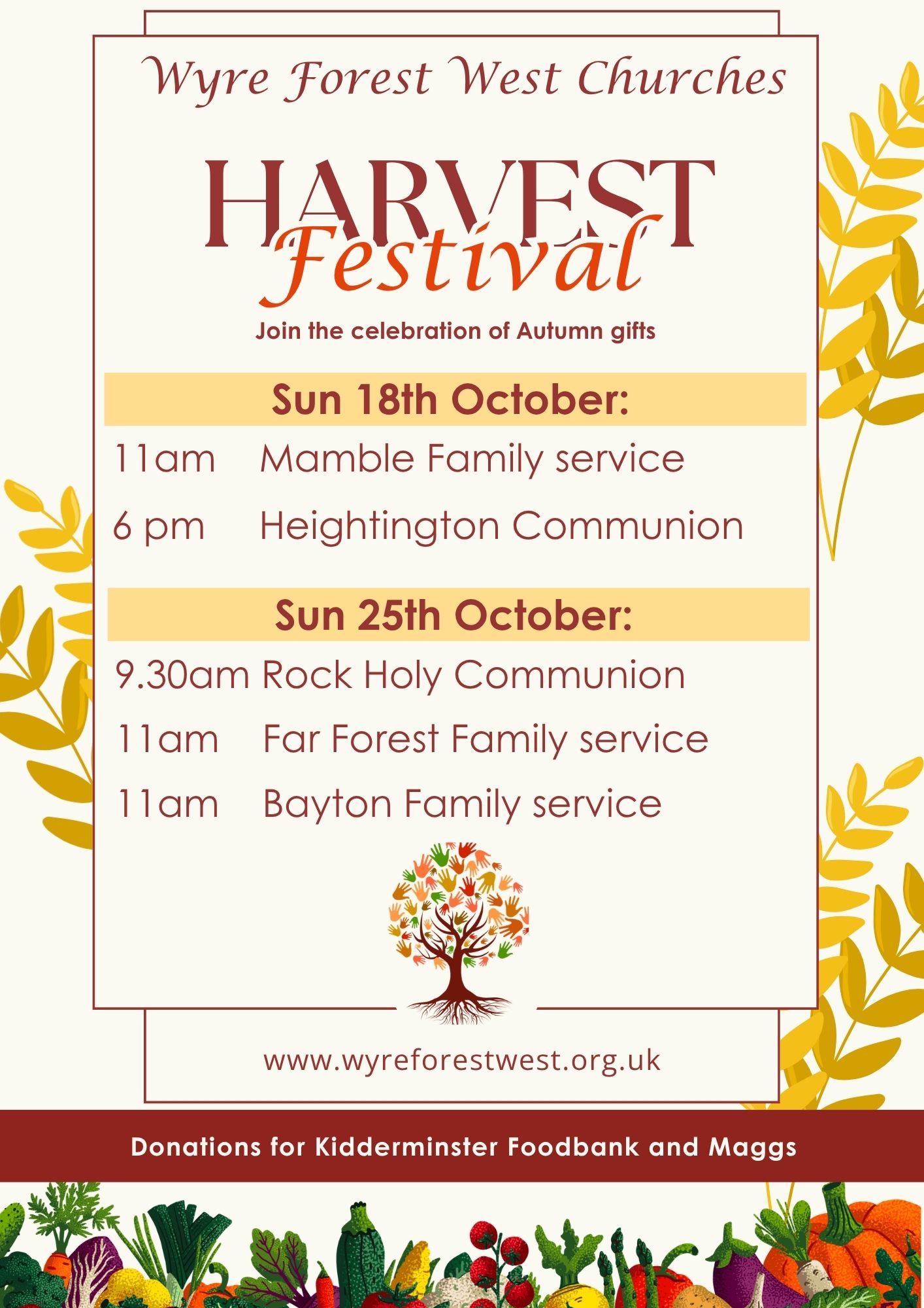 2026 Harvest Services Harvest services on 18th and 25th October
